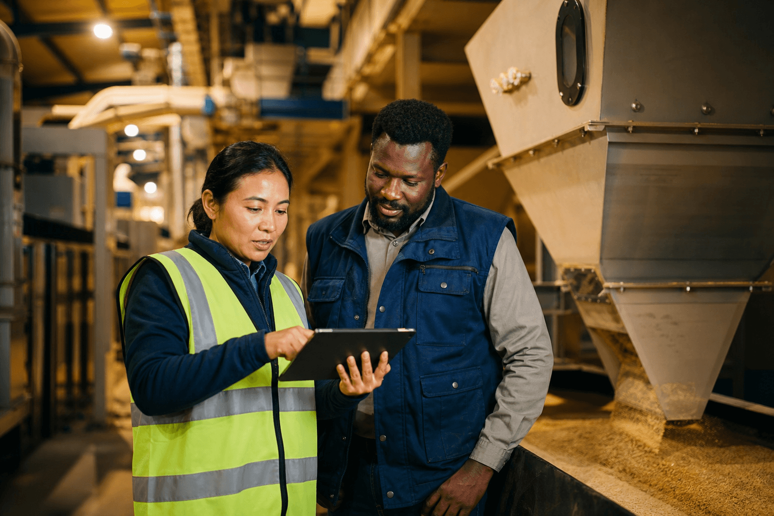 Supervisors coordinating shift coverage on the plant floor